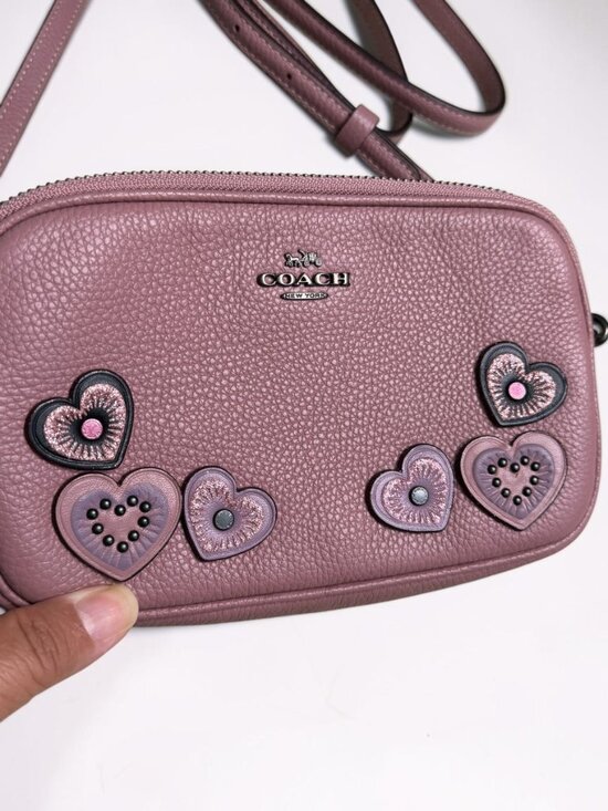Coach Handbags - Coach Heart Appliqué Camera Bag / Double Zip Crossbody (Style #29673)